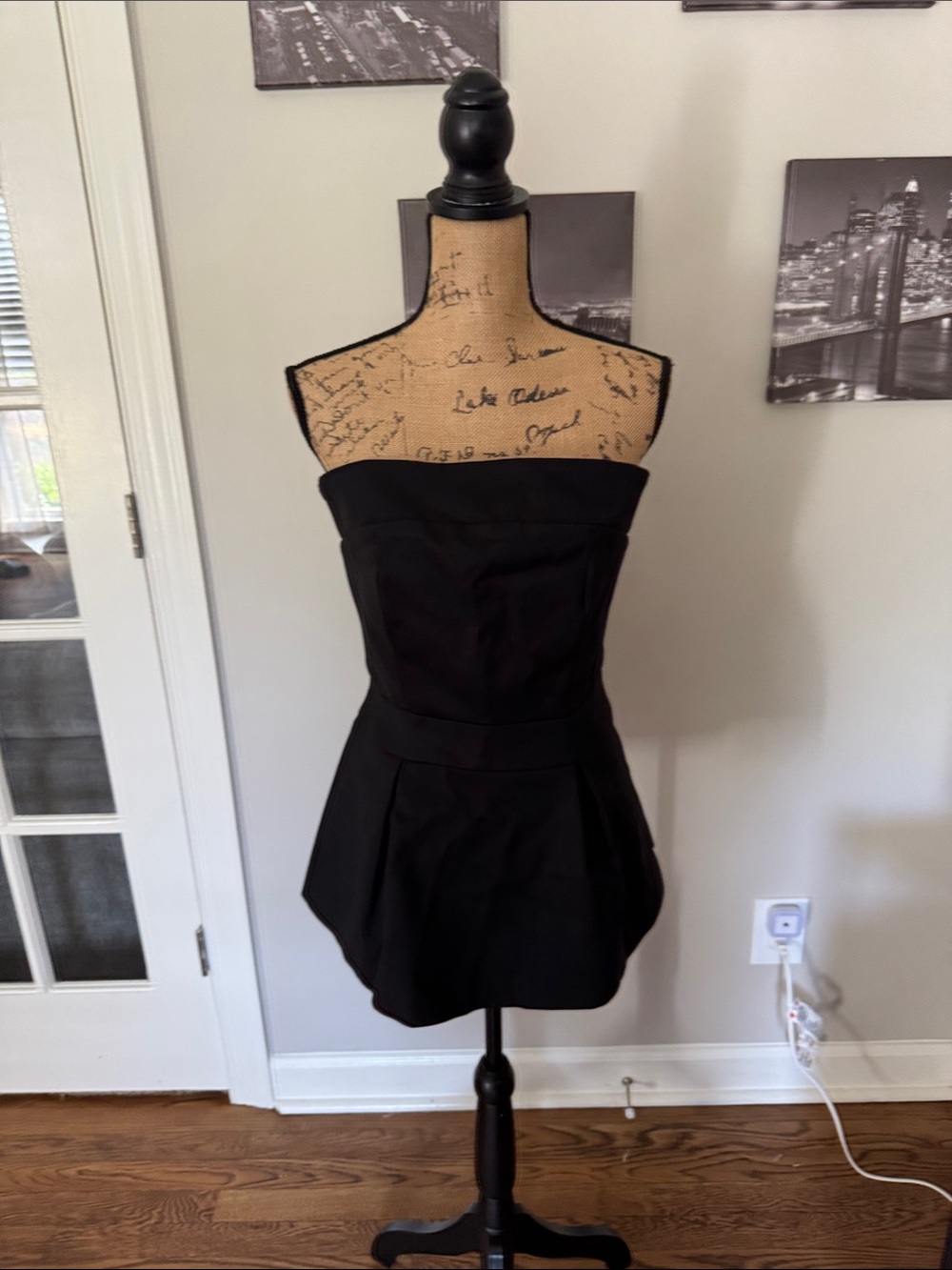 Club L London Black Strapless Peplum Mini Dress